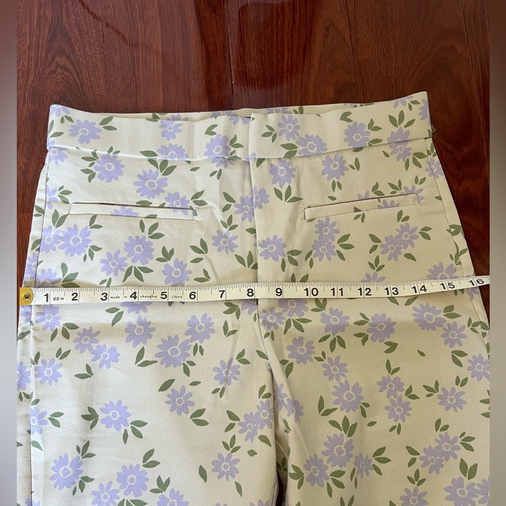 Zara Y2K Floral Purple and Cream Wide Leg Pants NWOT - Picture 8 of 8